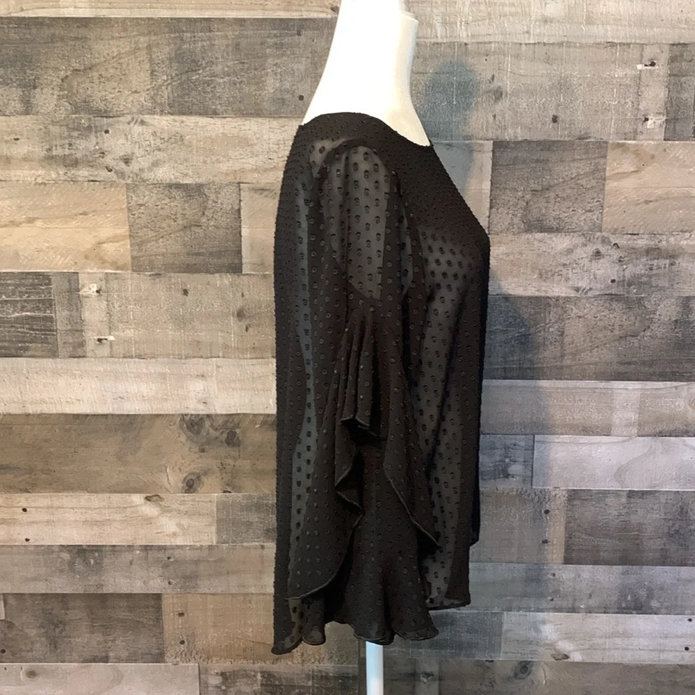 Ann Taylor Sheer Polka Dot Top Size MP - Picture 3 of 16